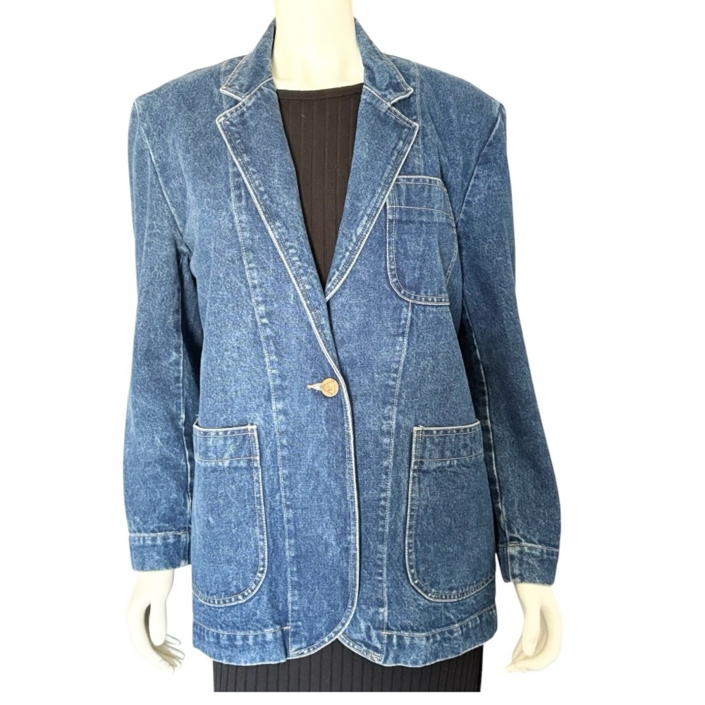 Blue Lightweight Denim Shirt Jacket with Structured Blazer Cut